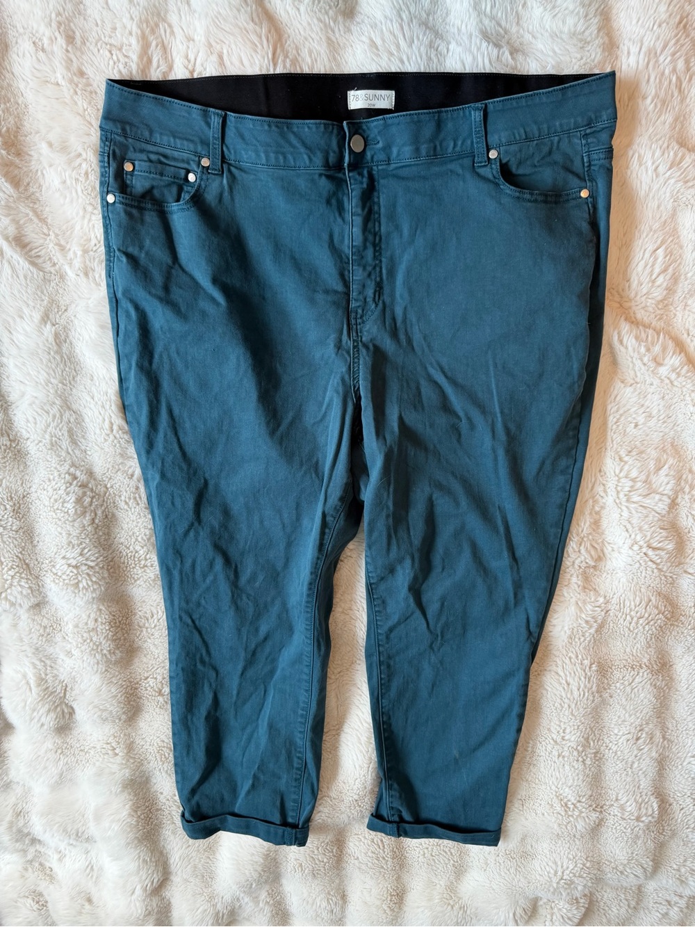78 & Sunny Teal Cropped Stretch Pants Jeans 20W $98 Retail